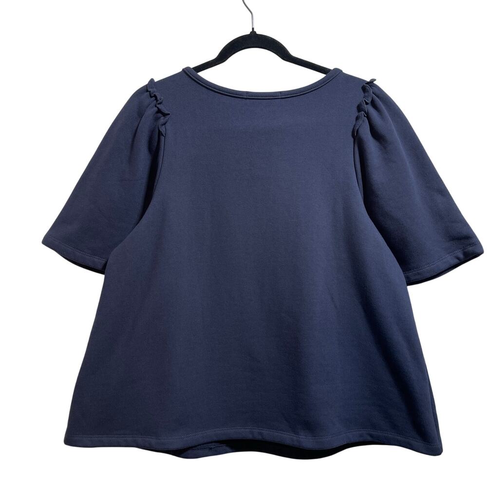 Anthropolige "Eri + Ali" Top Flutter Sleeve Boxy Fleece Lined Blouse Women's M